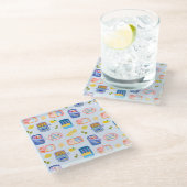 Sardinen und Zitronen Glasuntersetzer (Schrägansicht)