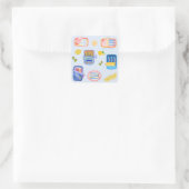 Sardinen und Zitronen Quadratischer Aufkleber (Tasche)