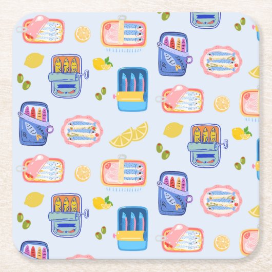 Sardinen und Zitronen Rechteckiger Pappuntersetzer (Vorderseite)