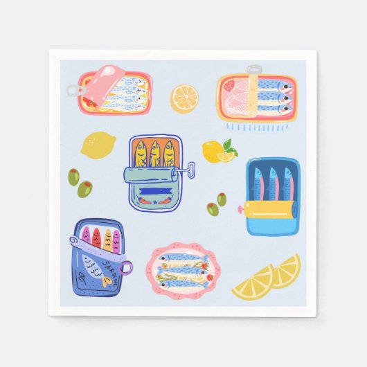 Sardinen und Zitronen Serviette (Vorderseite)