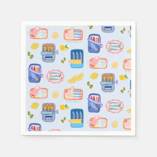 Sardinen und Zitronen Serviette (Vorderseite)