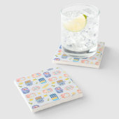 Sardinen und Zitronen Steinuntersetzer (Seitenansicht)