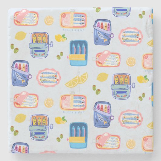 Sardinen und Zitronen Steinuntersetzer (Vorderseite)