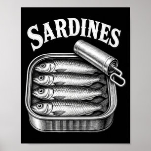 Sardinen Vintage-Fischdose Meeresfrüchte-Liebhaber Poster