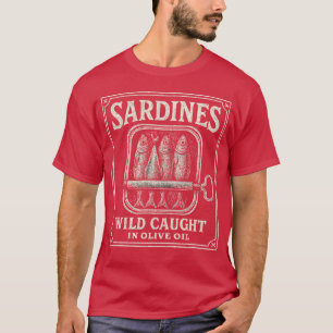 Sardinen Vintage-Label-Illustration Familie T-Shirt