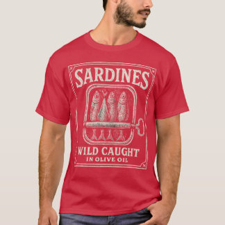 Sardinen Vintage-Label-Illustration Familie T-Shirt
