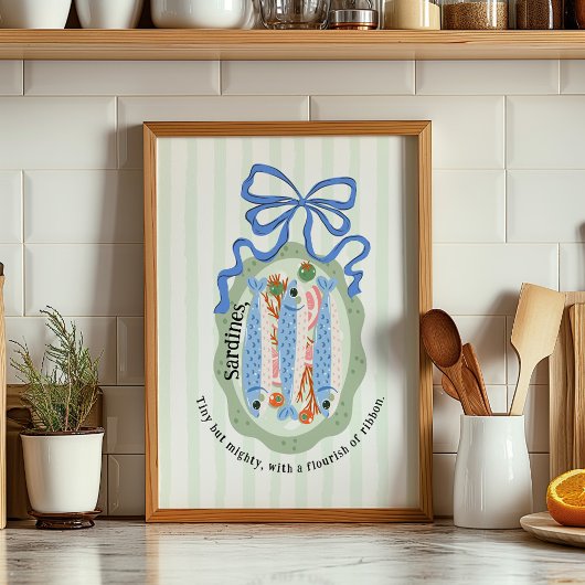Sardines in a Plate in Yellow Bow Kitchen Poster