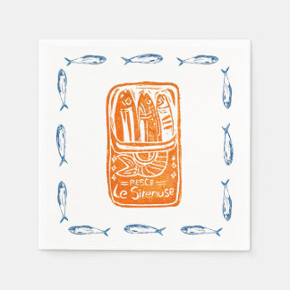 Sardines Lino Design Cocktail Party Napkins Set Serviette