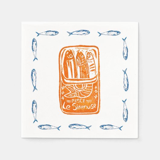 Sardines Lino Design Cocktail Party Napkins Set Serviette (Vorderseite)