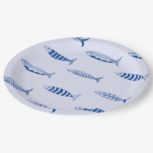 Sardines Pattern Pappteller (Schrägansicht)