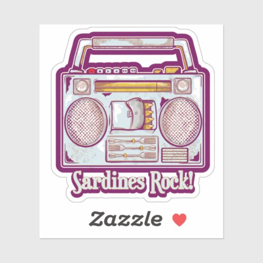 Sardines Rock Funny 80's Stereo Aufkleber (Blatt)