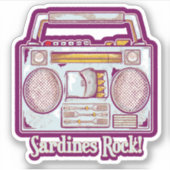 Sardines Rock Funny 80's Stereo Aufkleber (Vorderseite)
