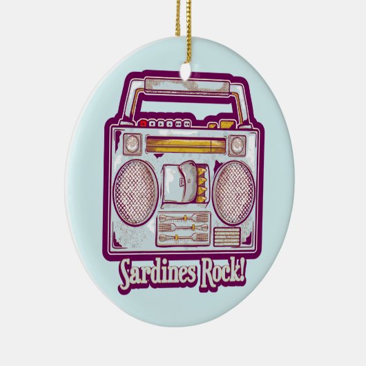 Sardines Rock Funny 80's Stereo Keramik Ornament (Rechts)