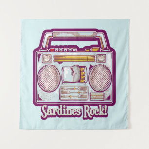 Sardines Rock Funny 80's Stereo Wandteppich