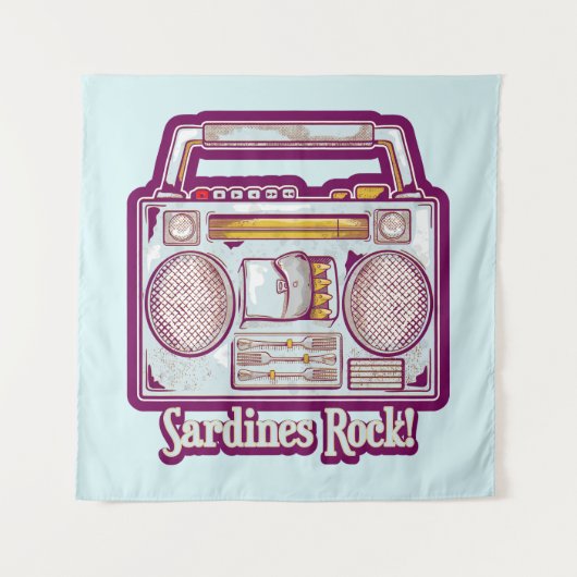 Sardines Rock Funny 80's Stereo Wandteppich (Vorderseite)