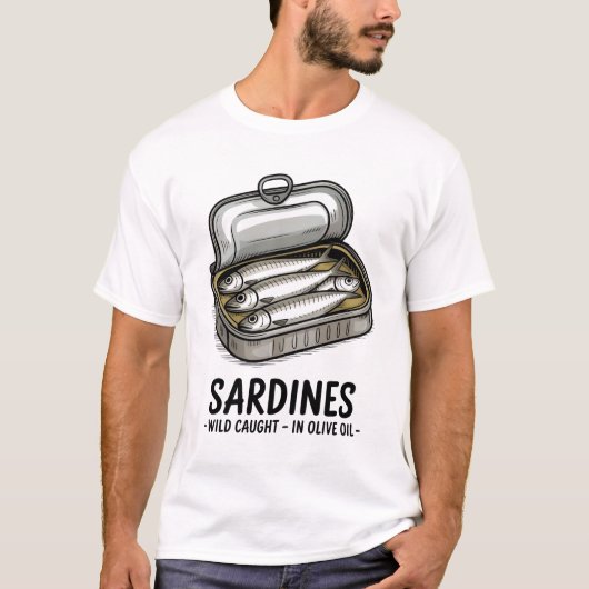 Sardines Tinned Fish Retro Grafik Sommer für Männe T-Shirt (Vorderseite)