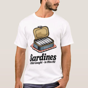 Sardines Tinned Fish Retro Grafik Sommer für Männe T-Shirt