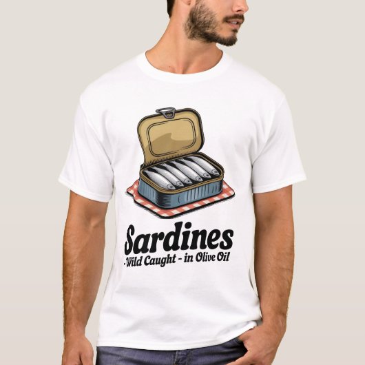 Sardines Tinned Fish Retro Grafik Sommer für Männe T-Shirt (Vorderseite)