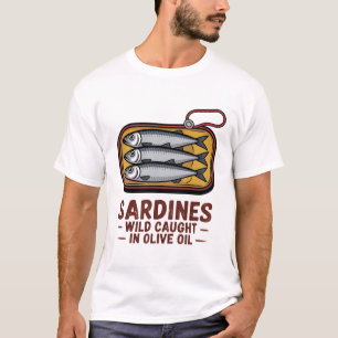 Sardines Tinned Fish Retro Grafik Sommer für Männe T-Shirt