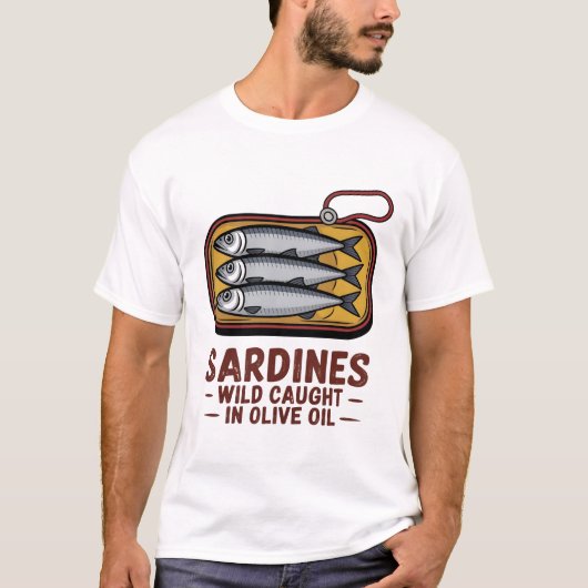 Sardines Tinned Fish Retro Grafik Sommer für Männe T-Shirt (Vorderseite)