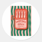 Sardines Tinned Fish Retro Graphic Summer For Men  Runder Aufkleber (Vorderseite)