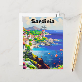 Sardinia Poster Italy Souvenir Sea Decoration Postkarte