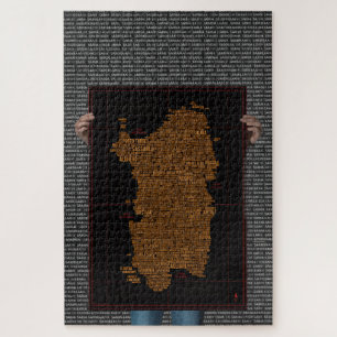 Sardinia Typografy Map - Challenging Jigsaw Puzzl Puzzle