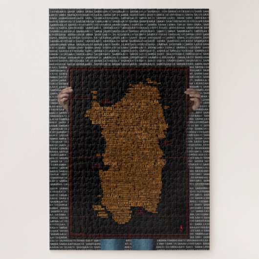 Sardinia Typografy Map - Challenging Jigsaw Puzzl Puzzle (Vertikal)