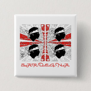 Sardinien-Flagge - Grunge - Abzeichen Button