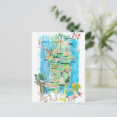 Sardinien Illustrierte Reisekarte Postkarte (Stehend Vorderseite)