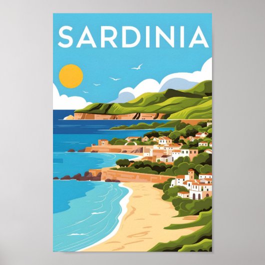 Sardinien Italien Art Vintage Reise Illustration Poster (Vorne)
