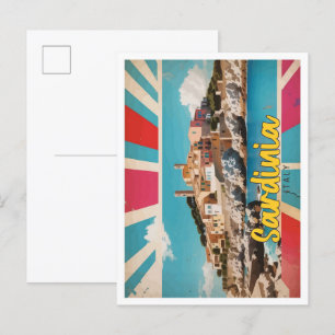 Sardinien Italien Pop-Art-Reiseillustration Postkarte