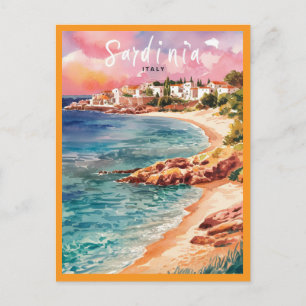 Sardinien Italien Strand Aquarellmalerei Postkarte