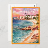 Sardinien - Italien Strandfarben Postkarte (Vorne/Hinten)