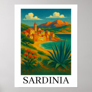 Sardinien Italien Vintage Reise Kunst Poster