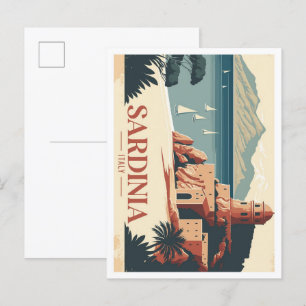 Sardinien Italien Vintage-Reiseillustration Postka Postkarte