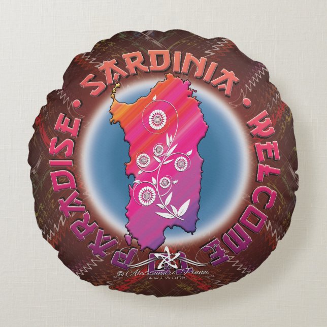 Sardinien Rundes Kissen (Vorderseite)