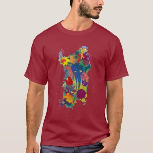 Sardinien, Splash-Karte T-Shirt (Vorderseite)