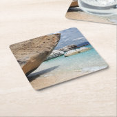 Sardinien-Strand mit großem Felsen-Untersetzer Rechteckiger Pappuntersetzer (angewinkelt)