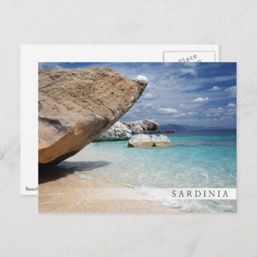 Sardinien Strand mit großen Felsen Bar Postkarte (Vorne/Hinten)