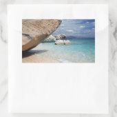 Sardinien Strand mit großen Felsen rechteckigen Au Rechteckiger Aufkleber (Tasche)