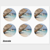 Sardinien Strand mit großen Steinen rund Aufkleber (Blatt)