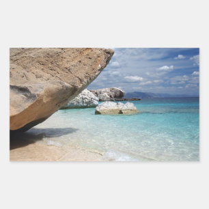 Sardinien-Strand mit rechteckigem Aufkleber der