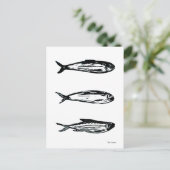 Sardinien und Mackerel Linocut Post Card oder Prin Postkarte (Stehend Vorderseite)