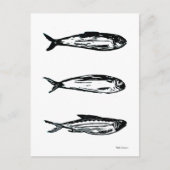Sardinien und Mackerel Linocut Post Card oder Prin Postkarte (Vorderseite)
