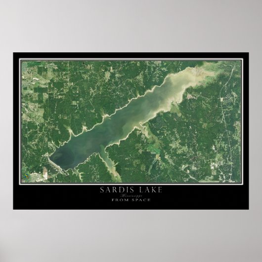Sardis Lake Mississippi Satellite Poster Karte (Vorne)