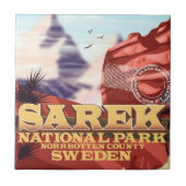 Sarek National Park Schweden Vintage Reiseplakat Fliese (Vorderseite)