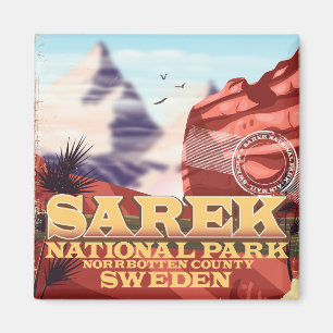 Sarek National Park Schweden Vintage Reiseplakat Magnet