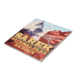 Sarek Nationalpark Schweden Vintage-Reiseposter Fliese