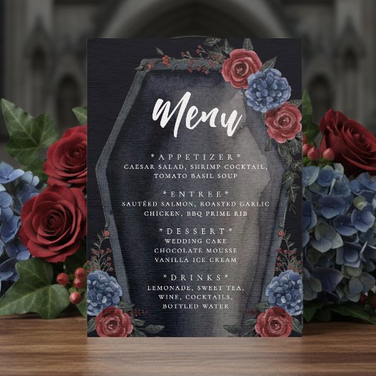 Sarg-Blumen-Gotische-Hochzeit Menükarte
